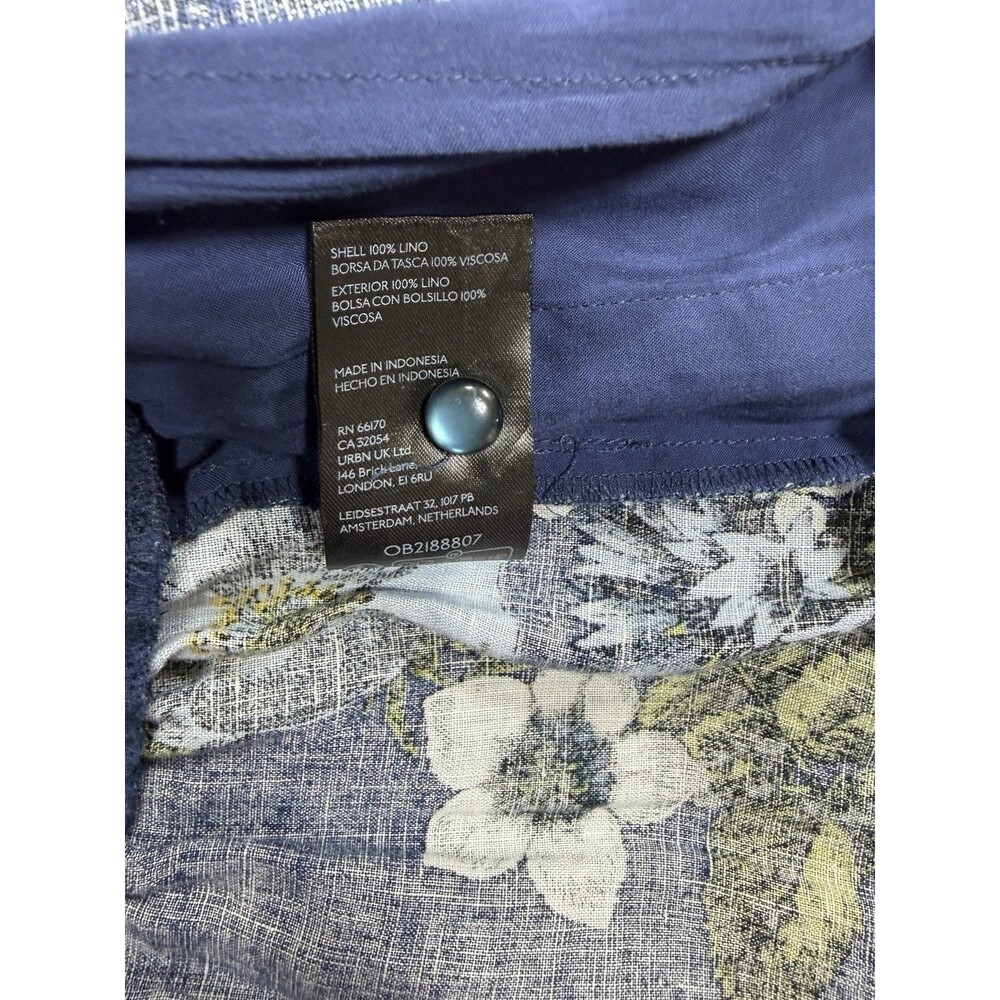 Anthropologie Jumpsuit Somerset Linen Blue Floral Retro Boho Preppy Medium NWT - Picture 14 of 14